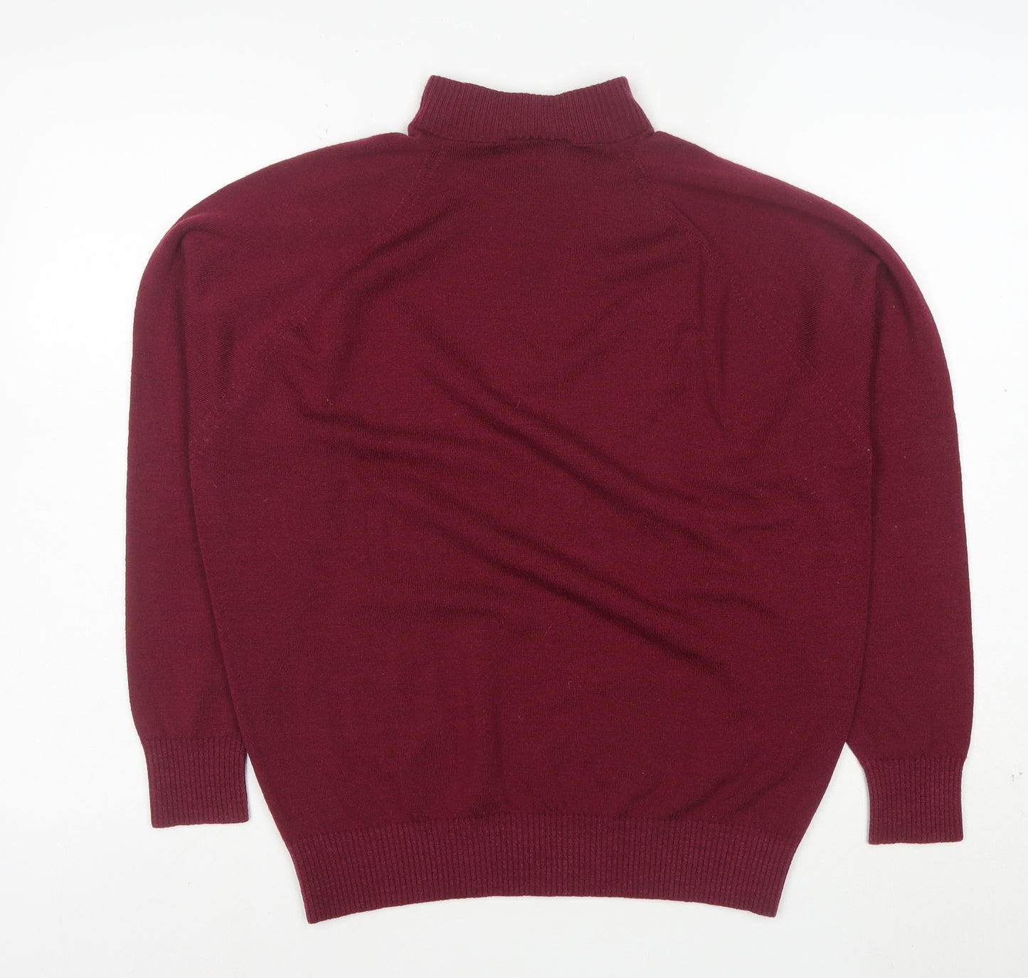 Glenbrae Men Red Merino Wool 1/4 Zip Mock Neck Jumper Size M