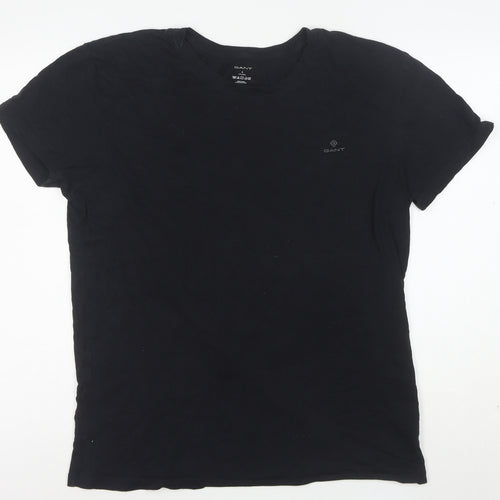 GANT Men's Black Cotton Crew Neck Short Sleeve T-Shirt Size L