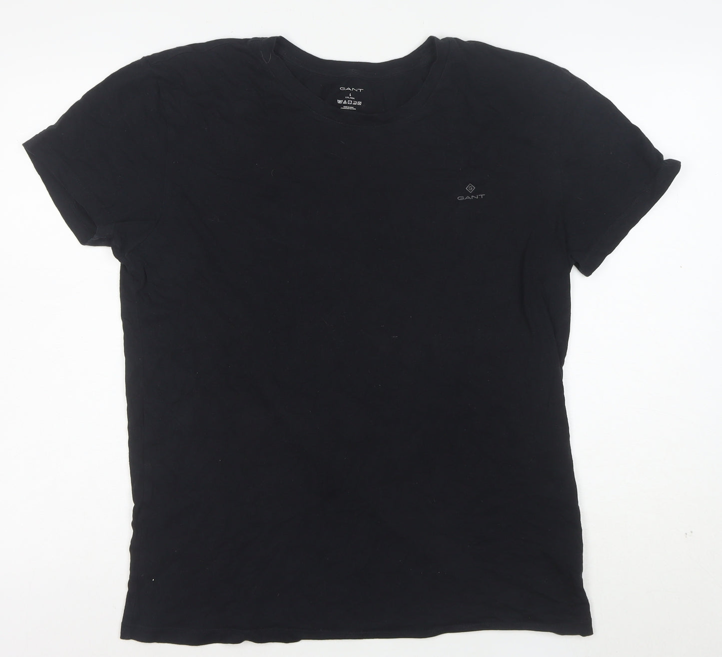 GANT Men's Black Cotton Crew Neck Short Sleeve T-Shirt Size L