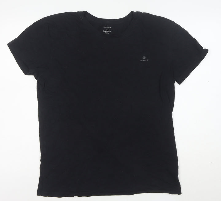 GANT Men's Black Cotton Crew Neck Short Sleeve T-Shirt Size L