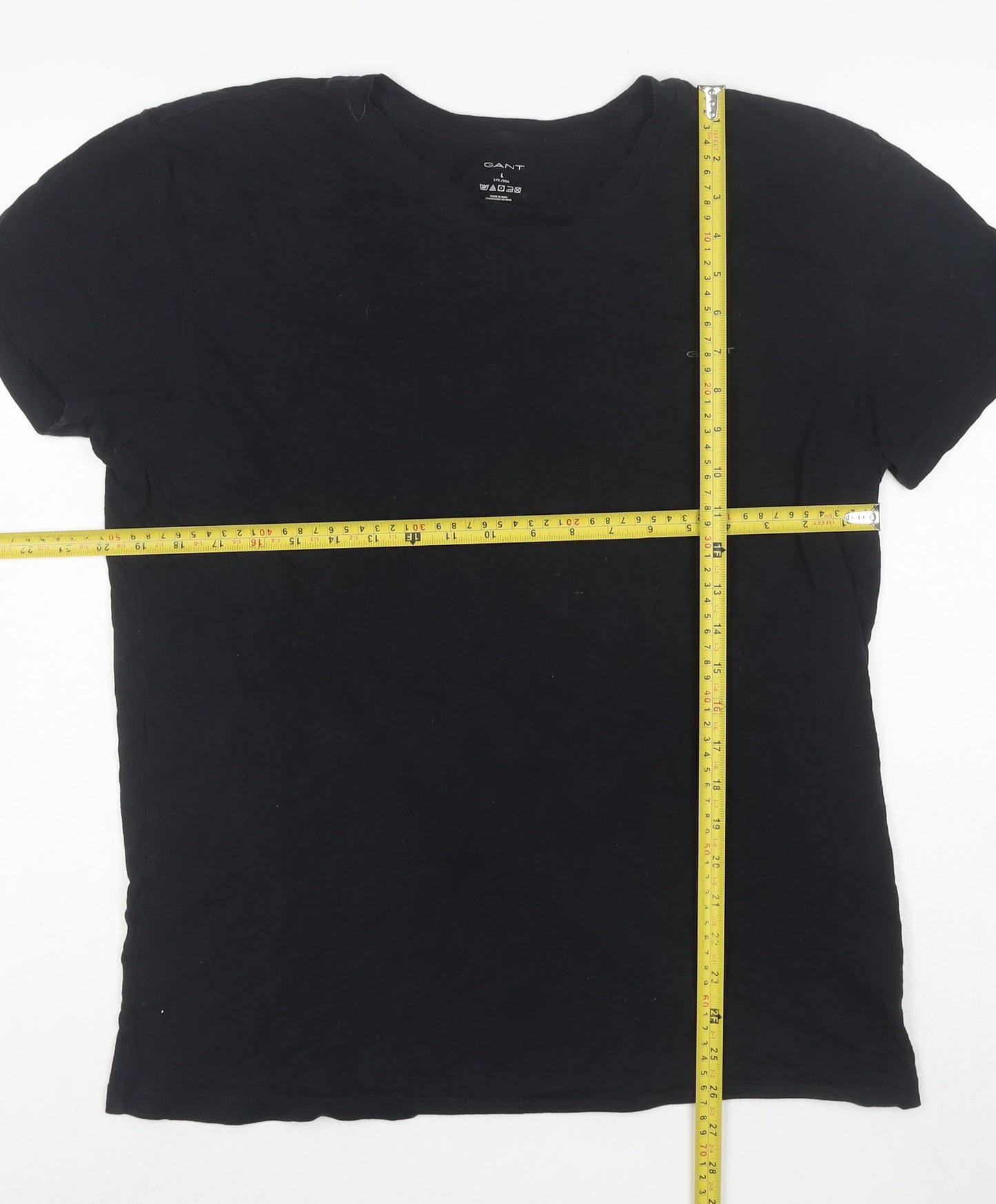 GANT Men's Black Cotton Crew Neck Short Sleeve T-Shirt Size L