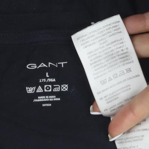 GANT Men's Black Cotton Crew Neck Short Sleeve T-Shirt Size L