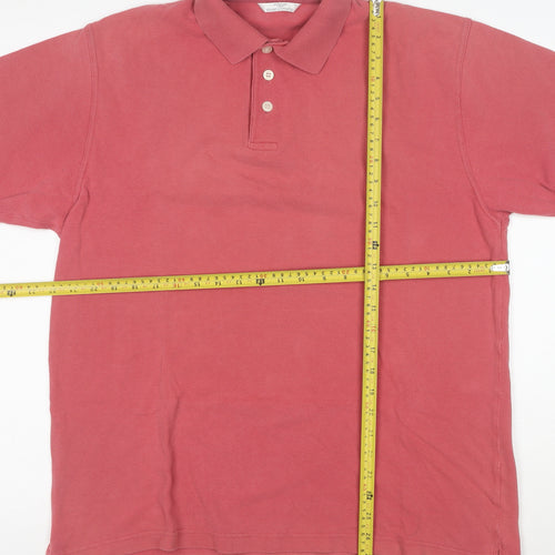 Marks and Spencer Men's Pink Cotton Short Sleeve Polo Shirt M