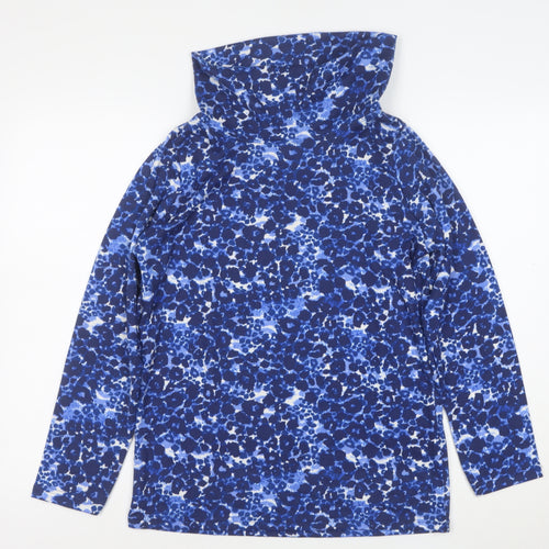 Isle Women’s Blue Floral Roll Neck Long Sleeve Jersey Top Size S