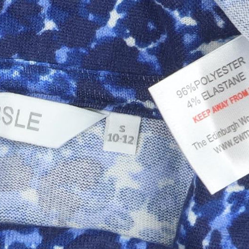 Isle Women’s Blue Floral Roll Neck Long Sleeve Jersey Top Size S