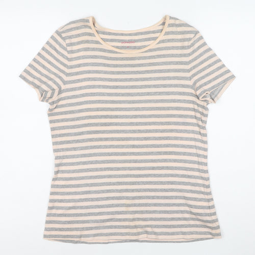 Montego Womens Grey Striped Short Sleeve Cotton T-Shirt Size M