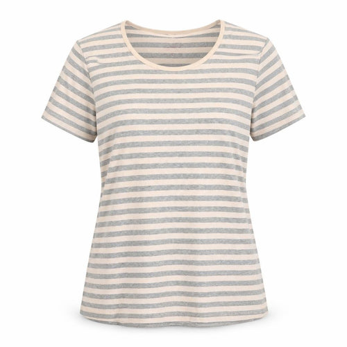 Montego Womens Grey Striped Short Sleeve Cotton T-Shirt Size M