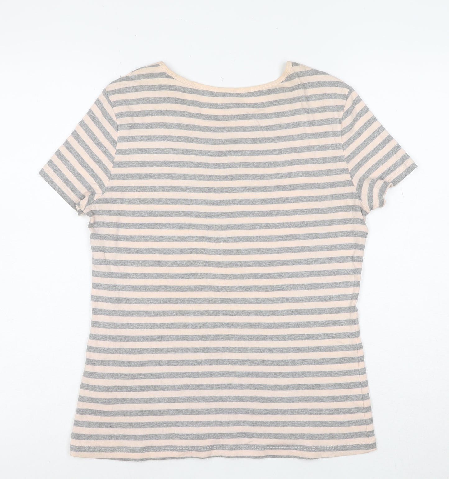 Montego Womens Grey Striped Short Sleeve Cotton T-Shirt Size M