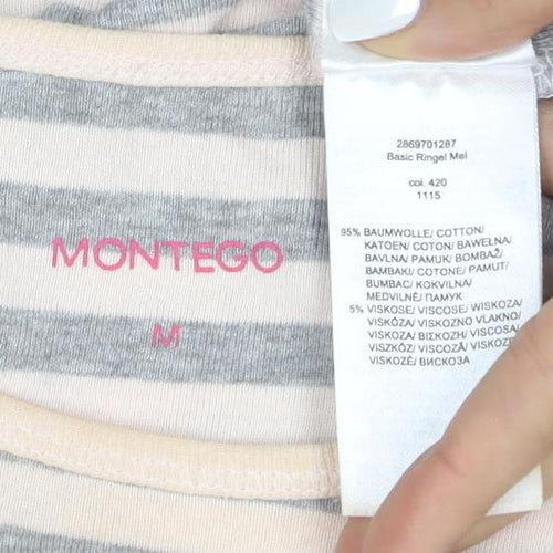 Montego Womens Grey Striped Short Sleeve Cotton T-Shirt Size M