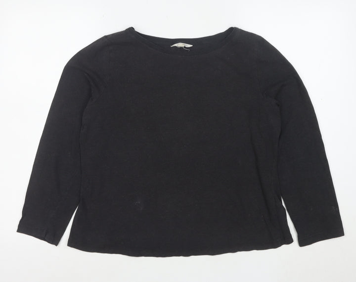 Seasalt Cornwall Women’s Black Petite Long Sleeve Cotton T-Shirt UK 12
