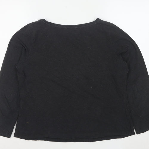Seasalt Cornwall Women’s Black Petite Long Sleeve Cotton T-Shirt UK 12