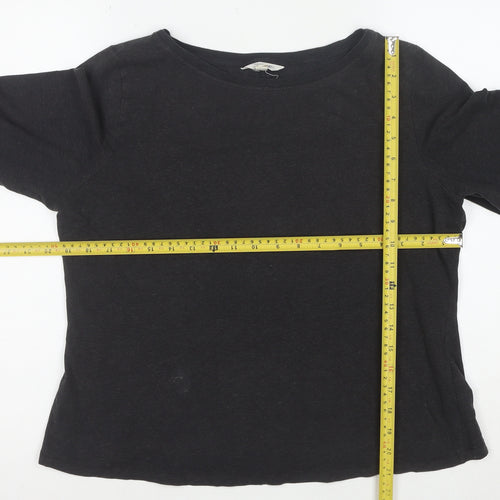 Seasalt Cornwall Women’s Black Petite Long Sleeve Cotton T-Shirt UK 12