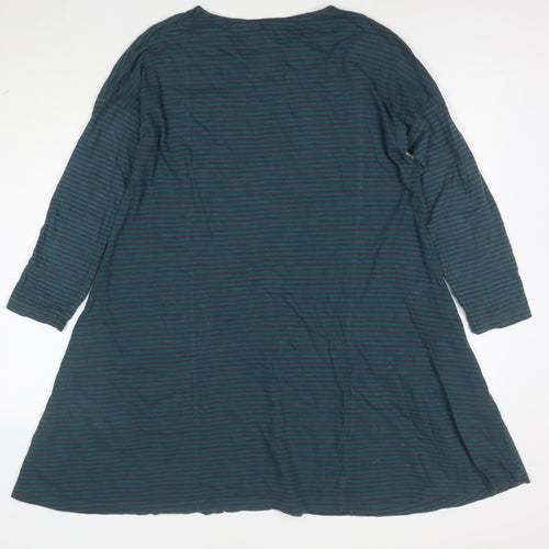 Seasalt Women Blue Striped Cotton A-Line Dress Size 12