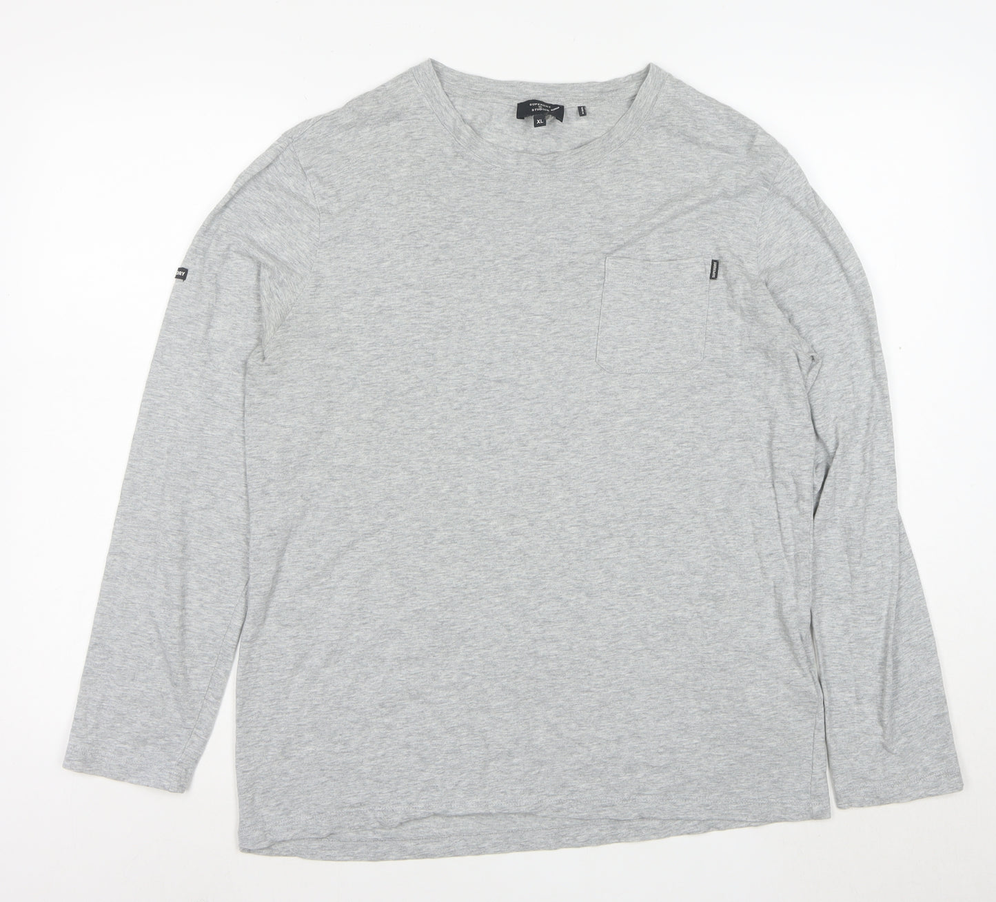 Superdry Studios Men's Grey XL Long Sleeve Crew Neck T-Shirt