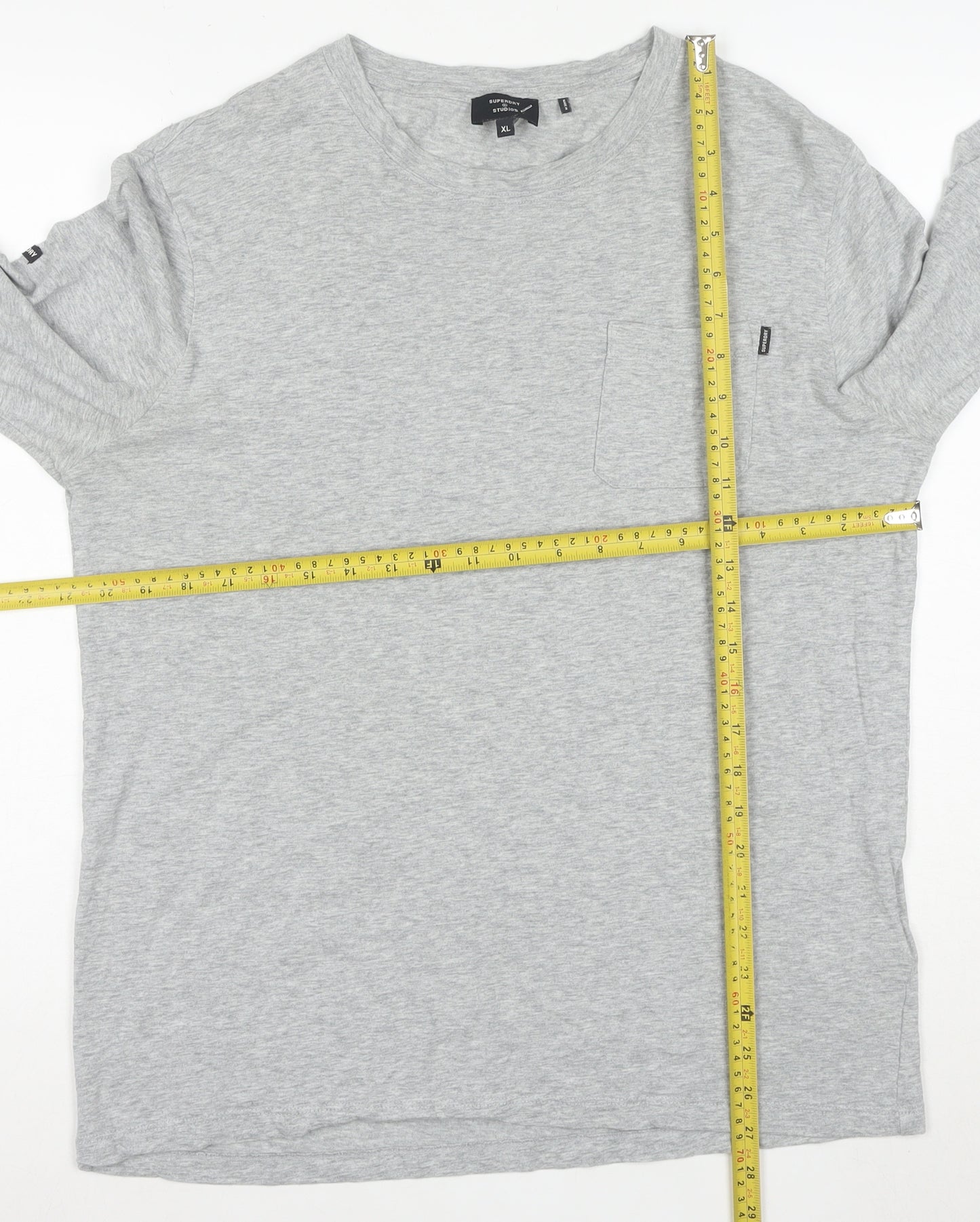 Superdry Studios Men's Grey XL Long Sleeve Crew Neck T-Shirt