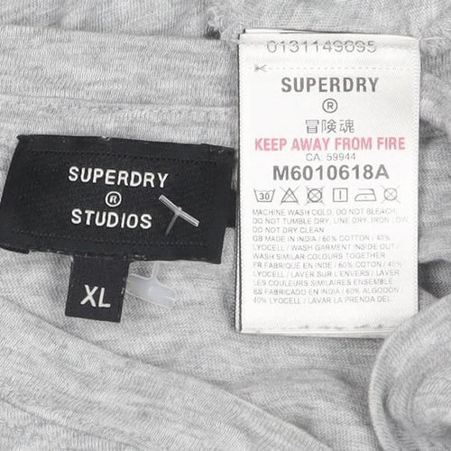 Superdry Studios Men's Grey XL Long Sleeve Crew Neck T-Shirt