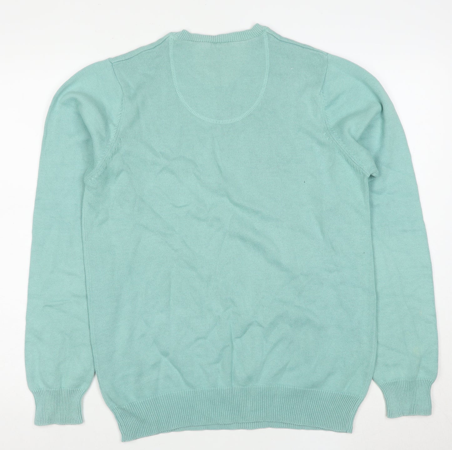 Marks and Spencer Blue Harbour Men's Light Green Cotton Pullover Jumper Medium