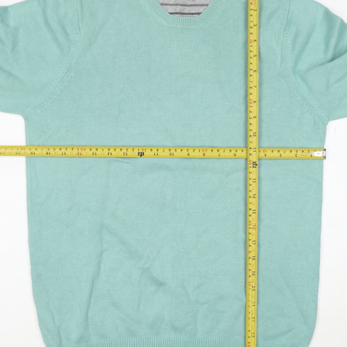 Marks and Spencer Blue Harbour Men's Light Green Cotton Pullover Jumper Medium