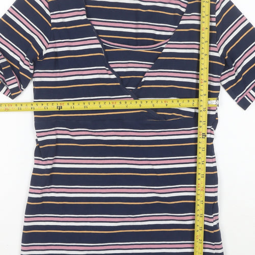 ml Women's Multicoloured Striped Wrap Jersey V-Neck T-Shirt Size S