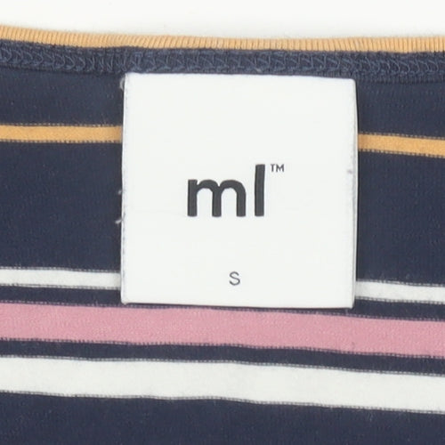 ml Women's Multicoloured Striped Wrap Jersey V-Neck T-Shirt Size S