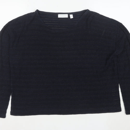 White Label Women’s Blue Striped Knit Jumper Size 16 Round Neck