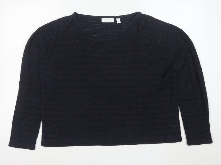 White Label Women’s Blue Striped Knit Jumper Size 16 Round Neck