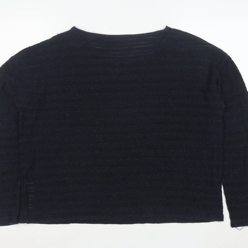 White Label Women’s Blue Striped Knit Jumper Size 16 Round Neck