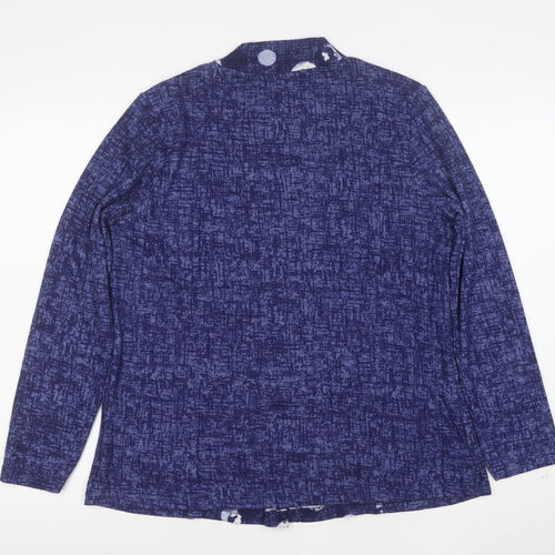 Honor Millburn Women's Blue Geometric Long Sleeve Tunic Blouse Size 14
