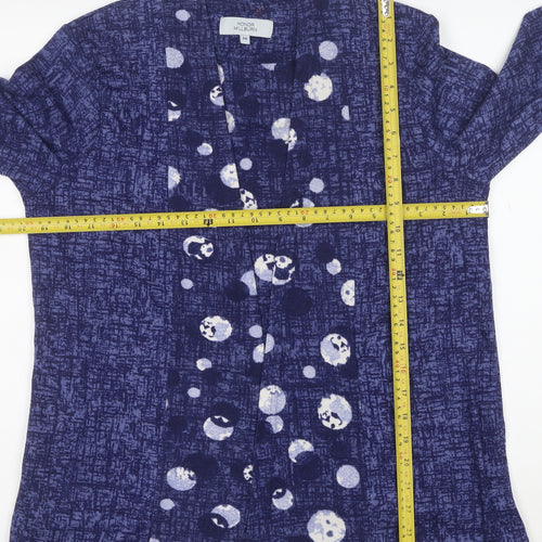 Honor Millburn Women's Blue Geometric Long Sleeve Tunic Blouse Size 14