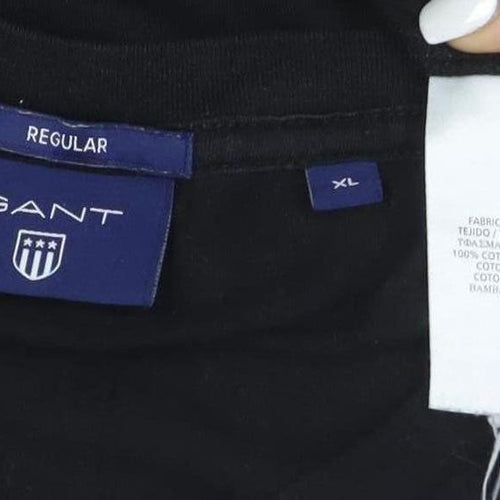 GANT Men's Black Regular Fit Cotton Crew Neck T-Shirt XL