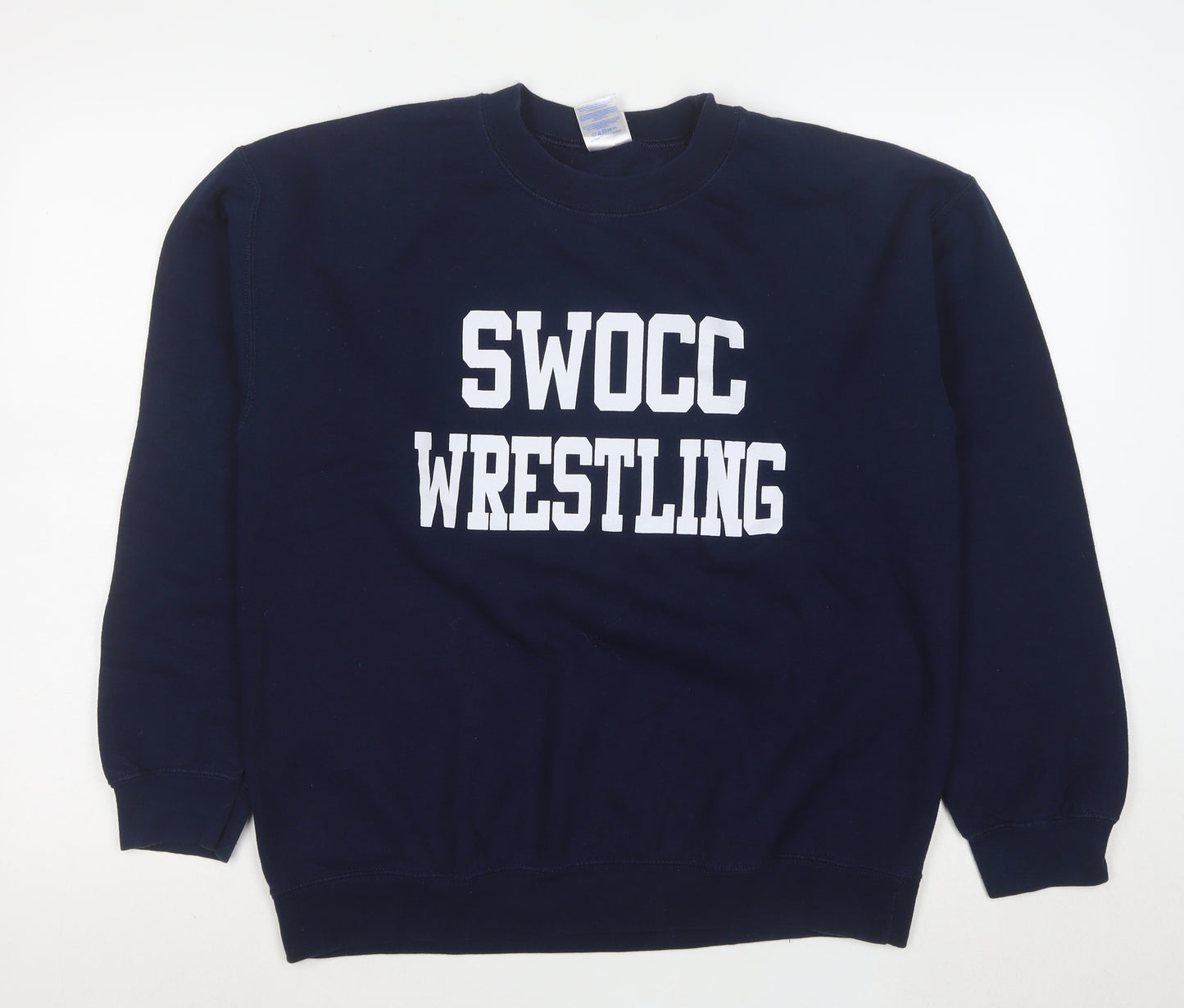 Gildan Men's Blue Heavy Blend Wrestling Graphic Pullover Sweatshirt M