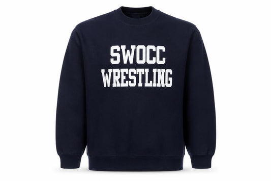 Front view of Gildan Men's Blue Heavy Blend Wrestling Graphic Pullover Sweatshirt M