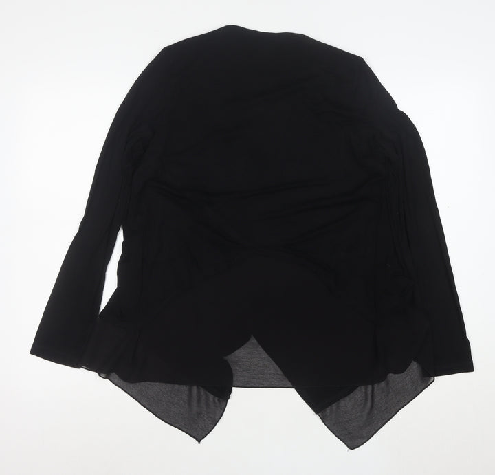 Design History Women's Black Viscose Cardigan Size 14 L Lightweight Open Front