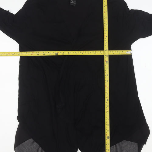 Design History Women's Black Viscose Cardigan Size 14 L Lightweight Open Front