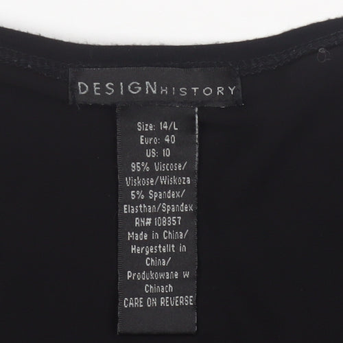 Design History Women's Black Viscose Cardigan Size 14 L Lightweight Open Front