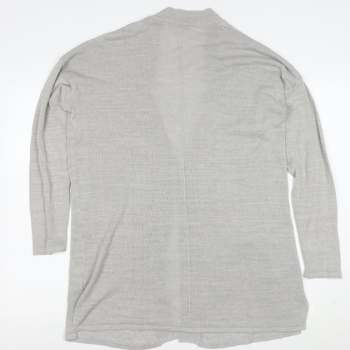 White Stuff Womens Grey Long Sleeve Knit Cotton Modal Cardigan Size 12