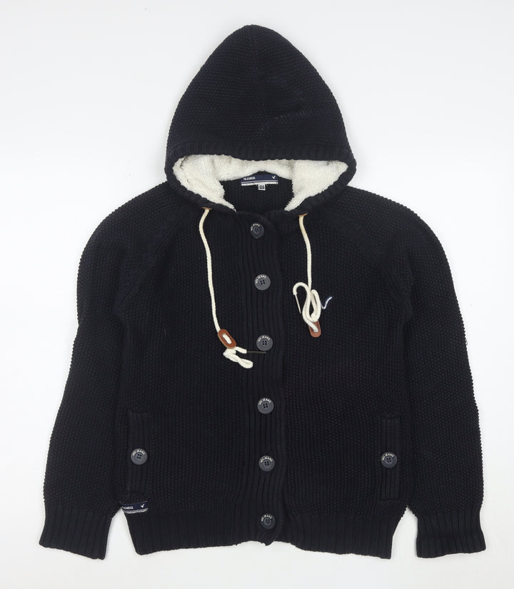 Voi Jeans Co. Women's Black Size 12 Hooded Button Knit Cardigan