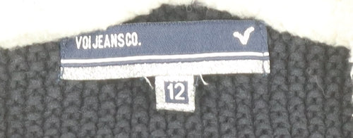 Voi Jeans Co. Women's Black Size 12 Hooded Button Knit Cardigan