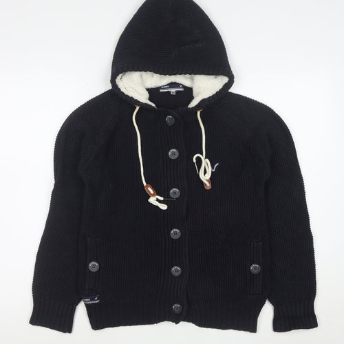 Voi Jeans Co. Women's Black Size 12 Hooded Button Knit Cardigan