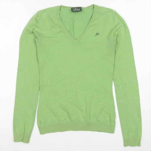 Peak Performance Womens Green V-Neck Cotton Jumper XS