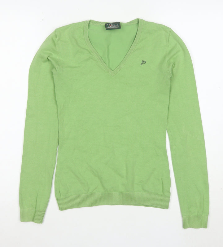 Peak Performance Womens Green V-Neck Cotton Jumper XS