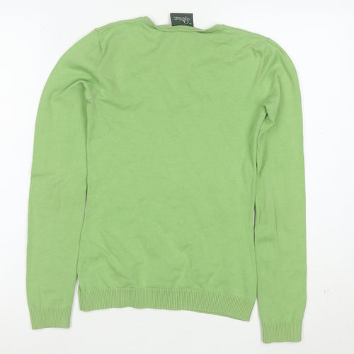 Peak Performance Womens Green V-Neck Cotton Jumper XS