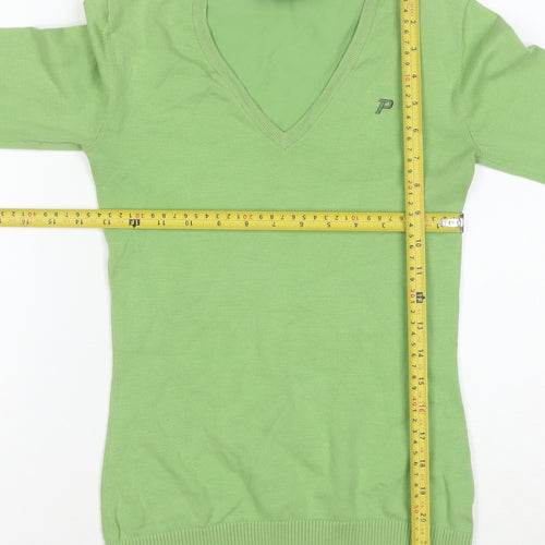 Peak Performance Womens Green V-Neck Cotton Jumper XS