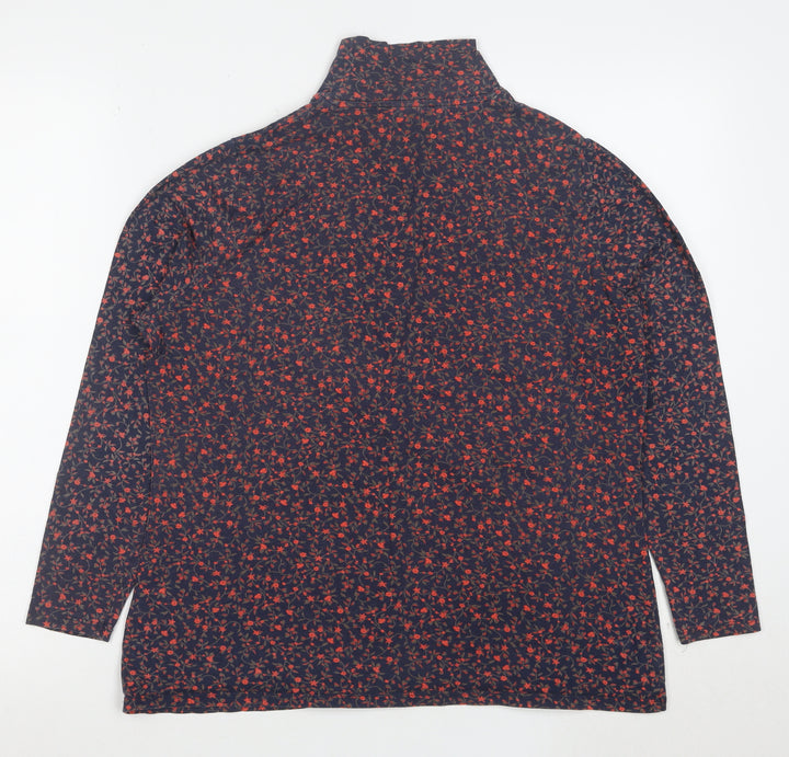 Marks and Spencer Women’s Blue Floral Roll Neck Long Sleeve T-Shirt Size 18