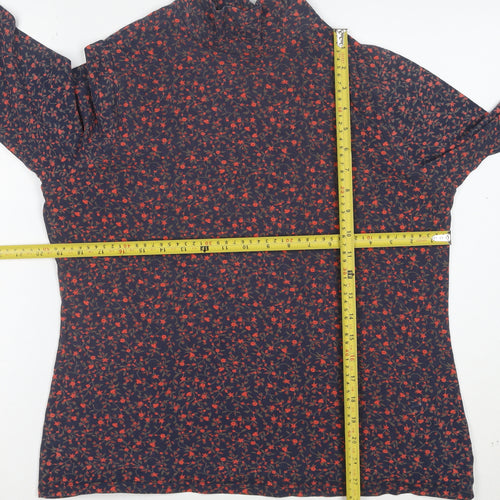 Marks and Spencer Women’s Blue Floral Roll Neck Long Sleeve T-Shirt Size 18