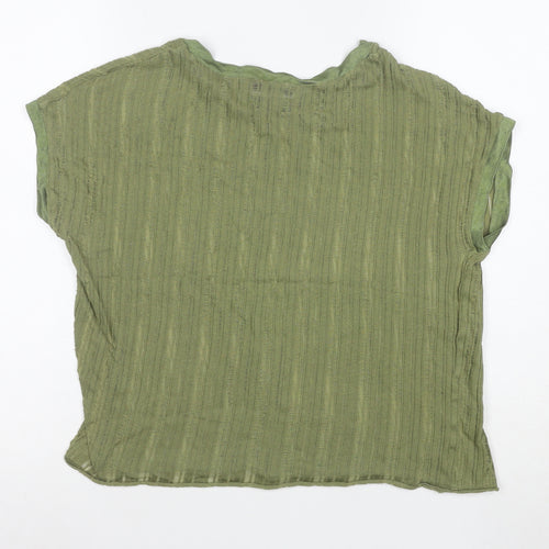 Stradivarius Women’s Green Basic Short Sleeve Cotton T-Shirt Size S