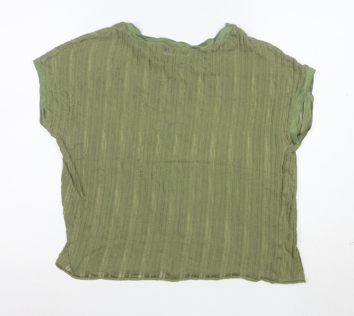 Stradivarius Women’s Green Basic Short Sleeve Cotton T-Shirt Size S