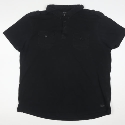 Firetrap Men's Black 2XL Cotton Short Sleeve Polo Shirt