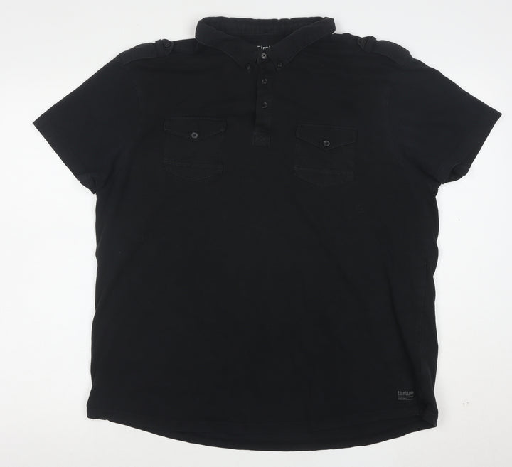 Firetrap Men's Black 2XL Cotton Short Sleeve Polo Shirt