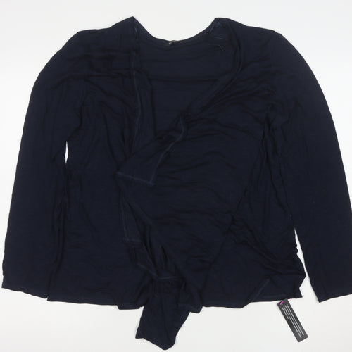 Roman Women's Blue Wrap Jersey Long Sleeve Blouse Size 18